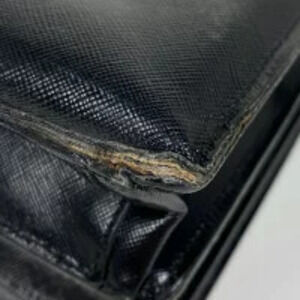 Prada Briefcase Handbag Saffiano Bag Black Nero Leather Business